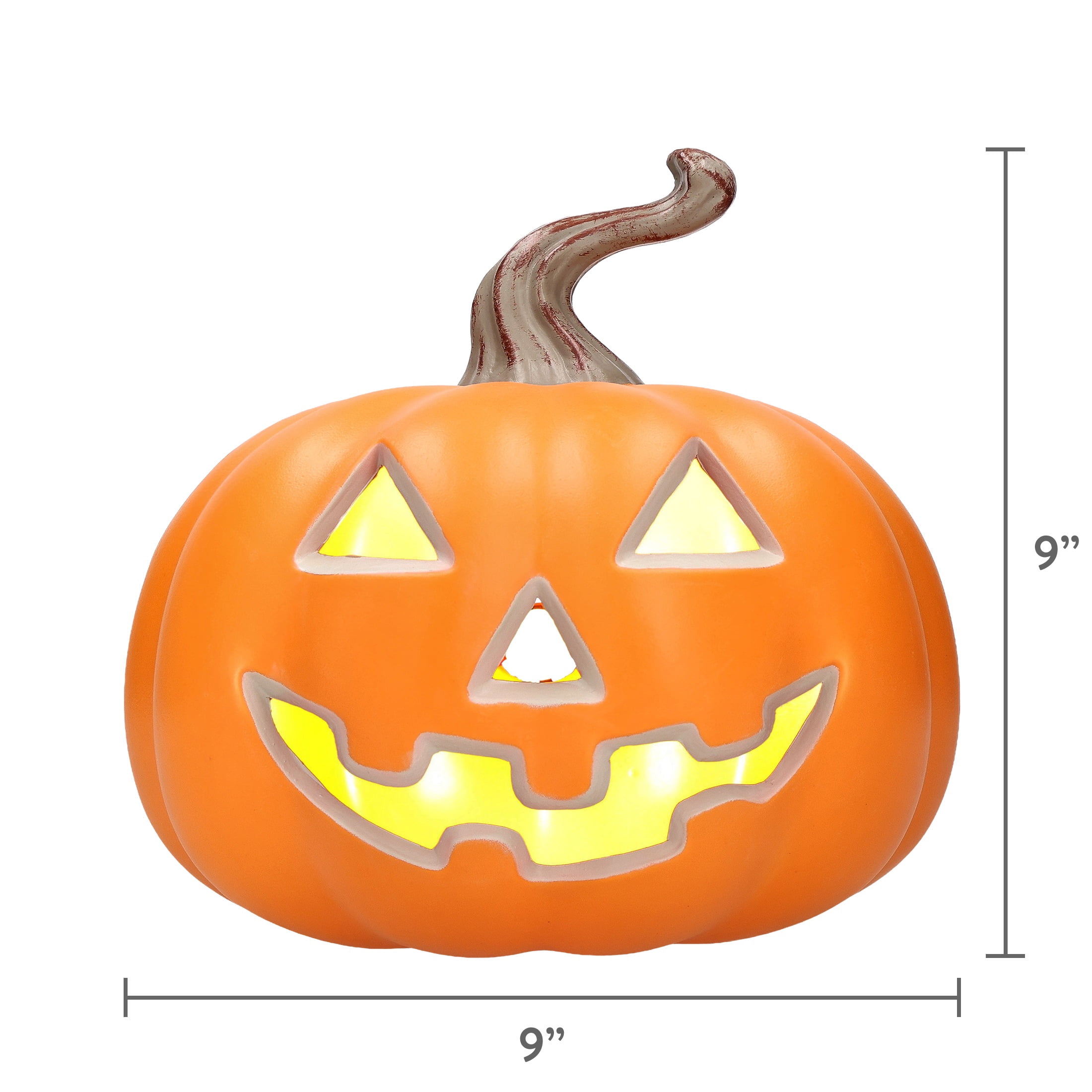 Light-Up Jack-o'-Lantern Decoration, Orange, 9", Halloween by Way To Celebrate