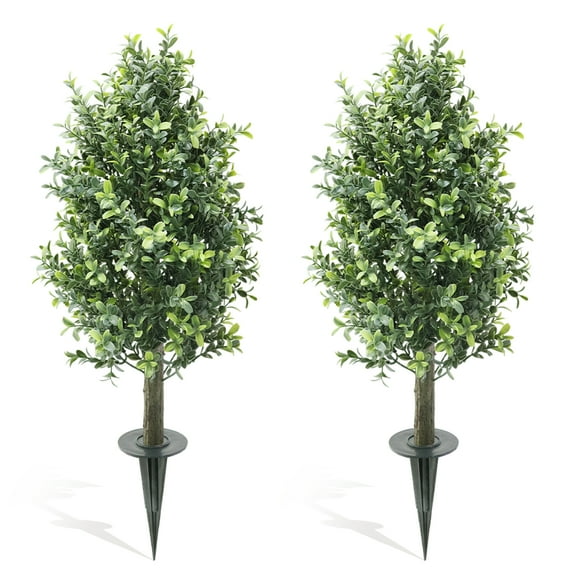 2pcs 2.3FT / 3FT Artificial Buxus Trees in Planters, Realistic Faux Potted Plants for Indoor Outdoor Home Office Wedding Gift Decor
