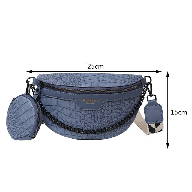 Bolsa De Pecho Bolsa de pecho con patrón de cocodrilo, Bolsa de hombro con cadena y correa ancha tejida para el trabajo (azul) Hugtrwg Para Estrenar