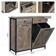 thumbnail image 2 of Double Tilt Out Trash Cabinet 20 Gal, Kitchen Wooden Recycling Cabinet, Hidden Trash Can Holder w/Drawers & Tabletop, Dog-Proof Trash Bin Cabinet, Trash Bins NOT Included(Gray), 2 of 16