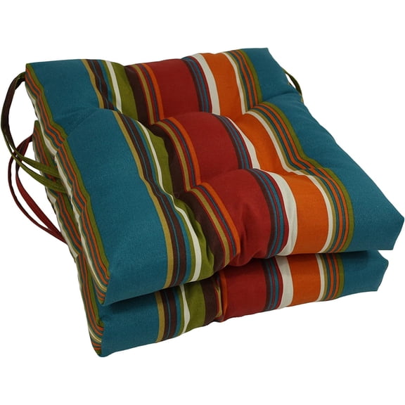 Blazing Needles 16-inch Outdoor Square Chair Cushion, 2 Count (Pack of 1), Montfleuri Sangria