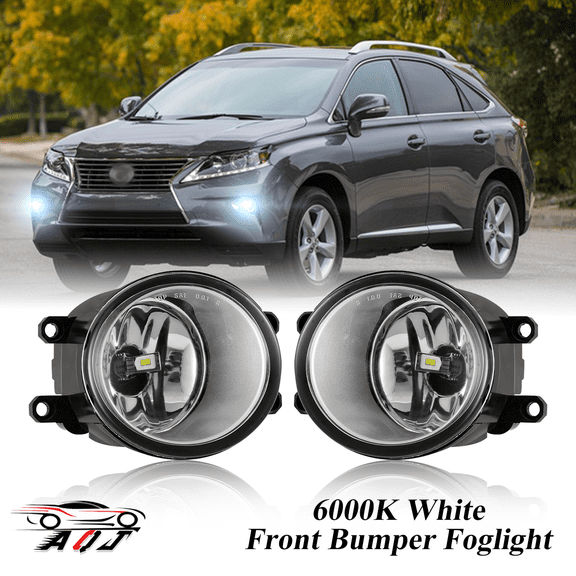 Pair Front Fog Lights Kit for Lexus RX350 RX450H 2010-2015, 6000K White Off-Road Lamps Black Front Bumper LED Foglights