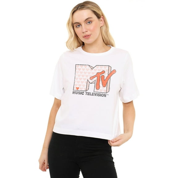 MTV Riot Heart Women's Boxy Cropped T-Shirt Casual Graphic Tee