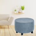 thumbnail image 7 of Round Ottoman Footrest Covers for Diameter 48-55 Gray blue, 7 of 7