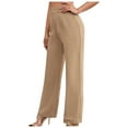 thumbnail image 4 of Lmnyox Women's Work Trousers High Waist Dressy Suit Pants with Pocket Wide Leg Business Office Lounge Pants, 4 of 6
