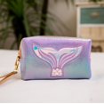 thumbnail image 1 of Fashion Creative Waterproof Cute PU Leather Mermaid Pattern Makeup Bag Storage Bag Laser Bag Cosmetic Bag PURPLE, 1 of 8
