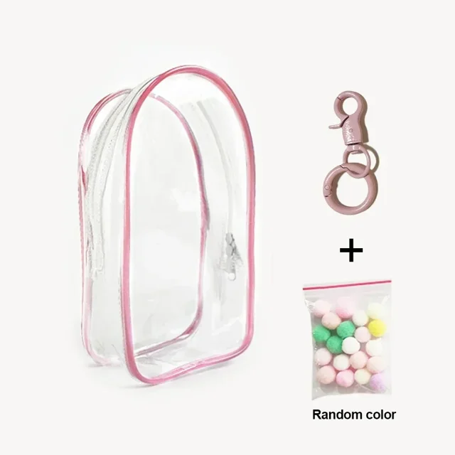 Estuche protector transparente colorido, caja organizadora para muñecas de peluche Labubu de 17cm, bolsa de exhibición para exteriores con llavero, ac
