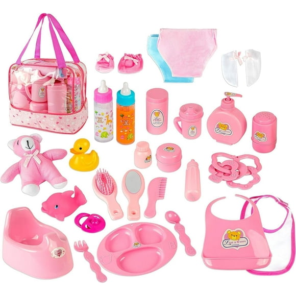 My Sweet Baby Disappearing Doll Feeding Set, Baby Care Doll Feeding Set for Toy Stroller | Milk & Juice Bottles with Toy Pacifier for Baby Dolls