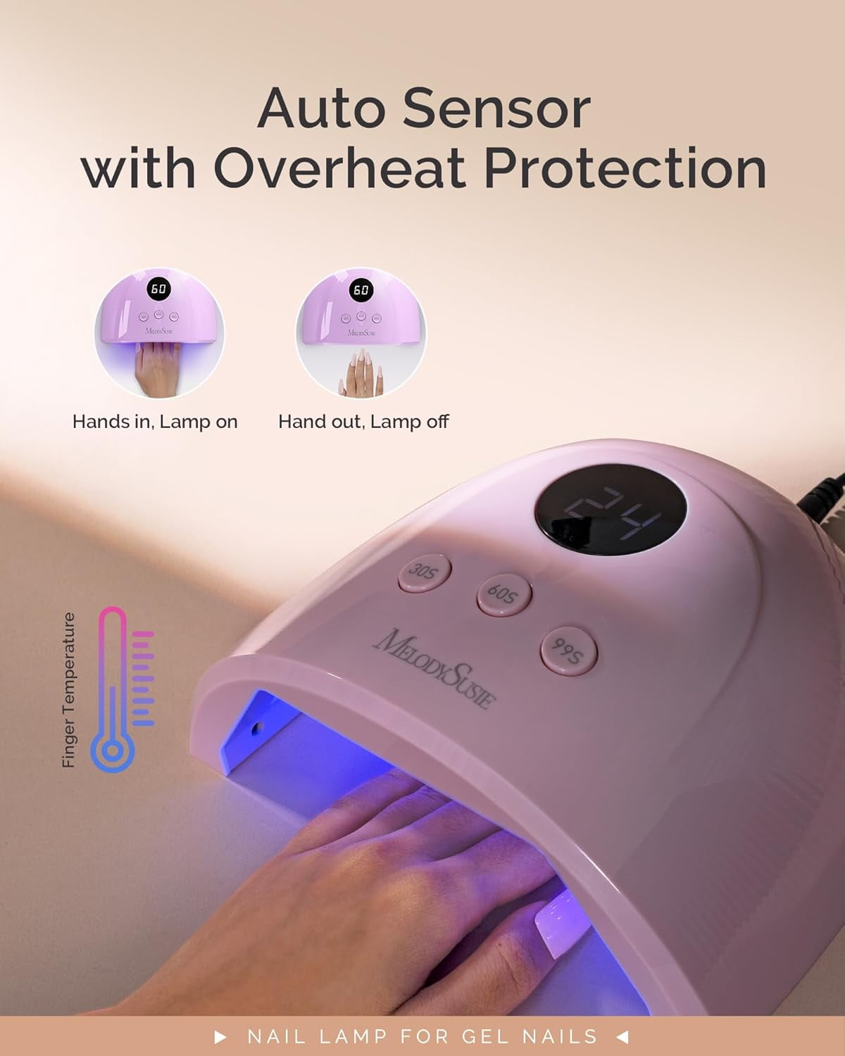 MelodySusie UV Nail Lamp, PLUS30F UV Light for Gel Nails True 36W Professional LED Nail Dryer with 3 Timer, Smart Sensor, LCD Display,Purple
