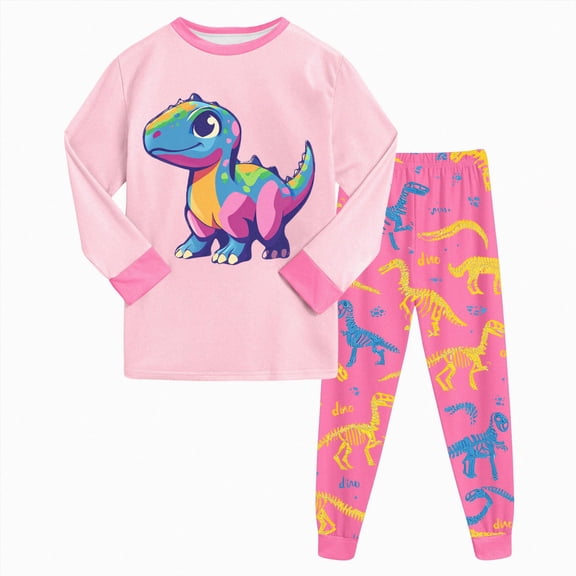 Quealent Pajama Sets Long Sleeve Soft Comfy Sleepwear PJS 6-12 Months 12-24 Months 2t 3t 4t 5t 6t 7t 8t 9t Children Light Pink 5-6 Years