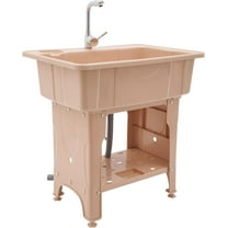 Utility Sink with Faucet, 31.5"W x 22.05" D x 33.5"H Laundry Tub for Laundry Room, Bathroom, Garage, Kitchen, Freestanding Utility Sink, 441 LBS Load Capacity