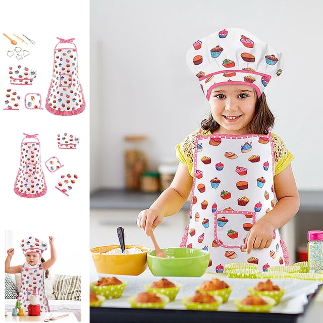 Vaidha Kids Cooking And Baking Set Kitchen Costume Pretend Role Play Kit Apron Hat