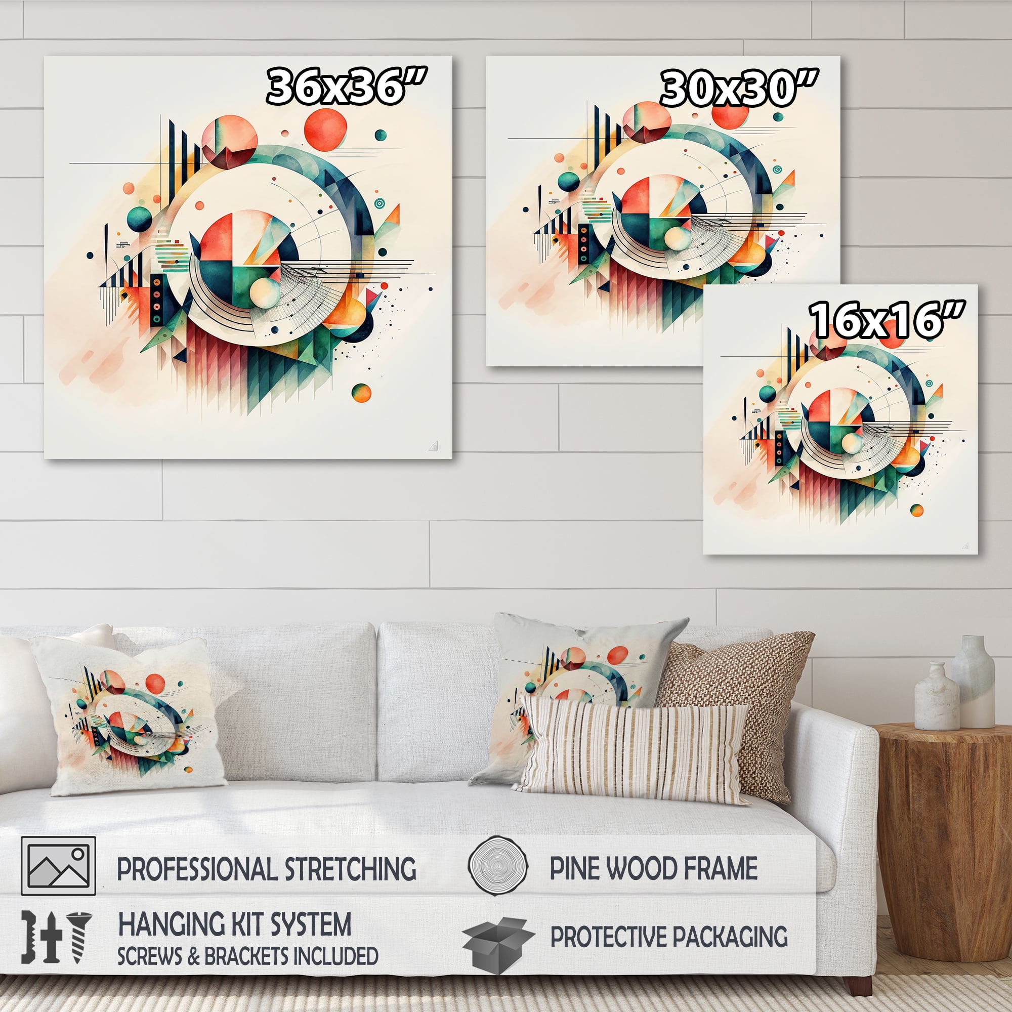 Designart Multi-Color Geometric Art Canvas Wall Art