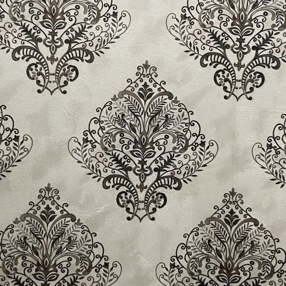Decora Furnishings Luxurious Velvet Digitally Printed Damask Fabric by The Yard, Brown