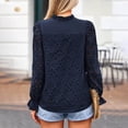 thumbnail image 4 of Towmus Women's Dressy Casual Blouse Tops Fall Spring Puff Long Sleeve Button V Neck Hollow Out Lace Embroidered Shirts, 4 of 7