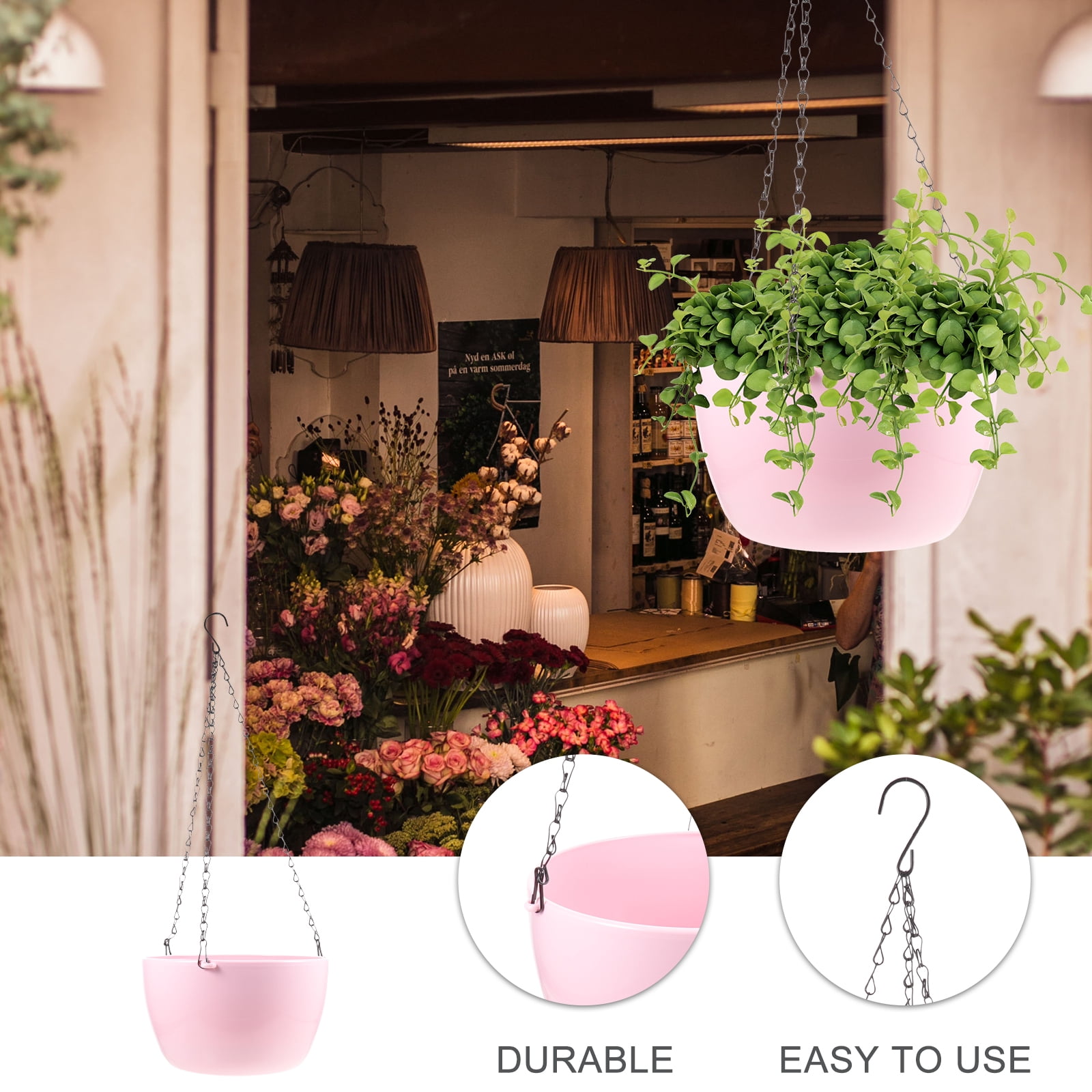 Hanging Plant Pot Hanging Flower Baskets Chain Hanger Flower Pot Hydroponic Tower Outdoor Vase Hanging Window Planter