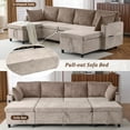 thumbnail image 4 of Harper & Bright Designs Modern Sectional Sofa Bed Pull-Out Sleeper with Storage Chaise, Reversible Linen Couch w/USB Ports & Cup Holders, Convertible Living Room Furniture for Small Space, Brown, 4 of 20