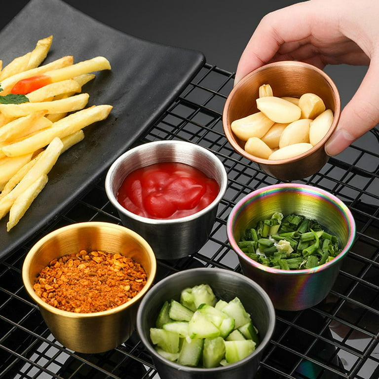 50ml Stainless Steel Sauce Cups Reusable Sauce Container Dipping Bowl for Restaurant Home (Small Size), Size: 4.9
