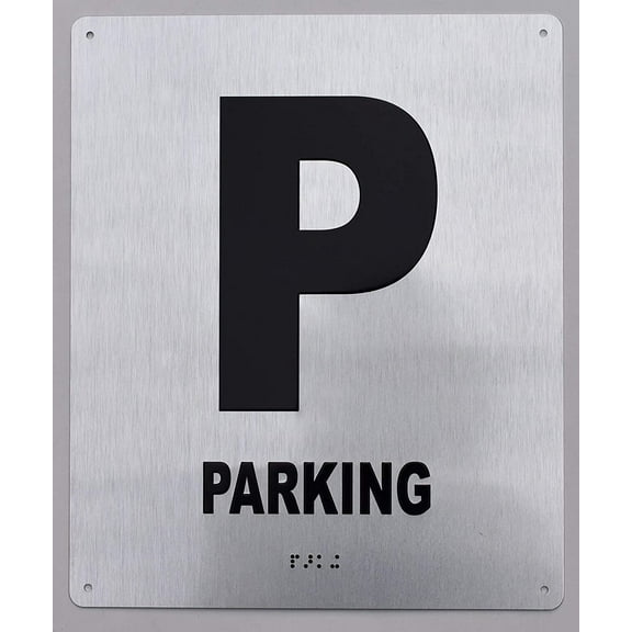 Parking Floor Number Sign-Tactile Touch Braille Sign (Aluminium !!, Brush Silver,Size 10X12)- The Sensation line(ref-2022-4)