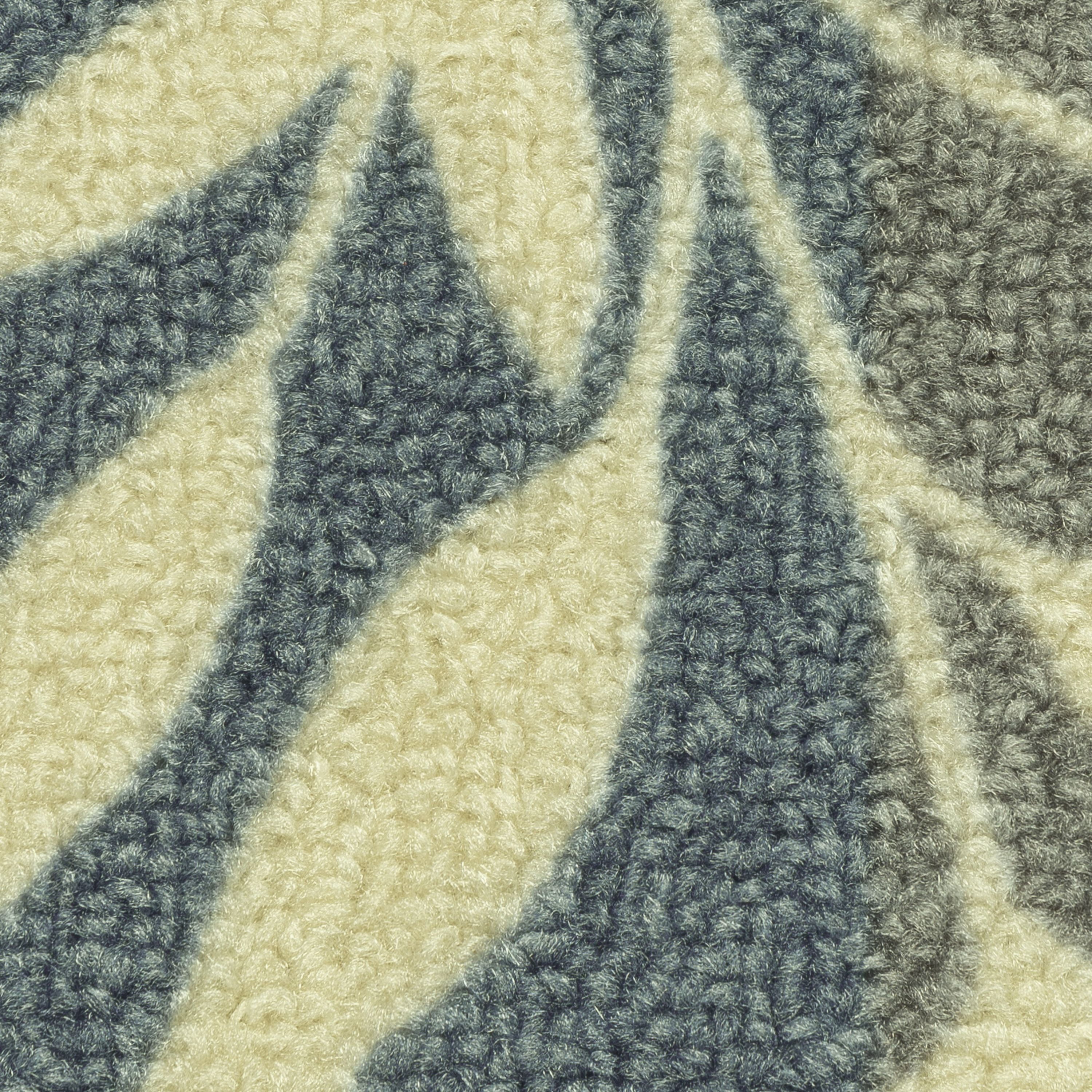 Mainstays Traditional Leaf Block Aqua Gray Indoor Hallway Runner Rug, 1'8"x5'