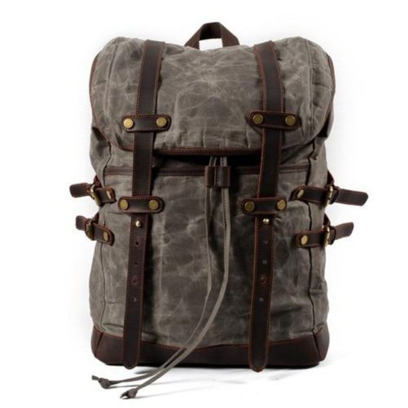 Canvas Men's Bag Leisure Backpack Men's Waterproof Outdoor Travel Bag,Khaki
