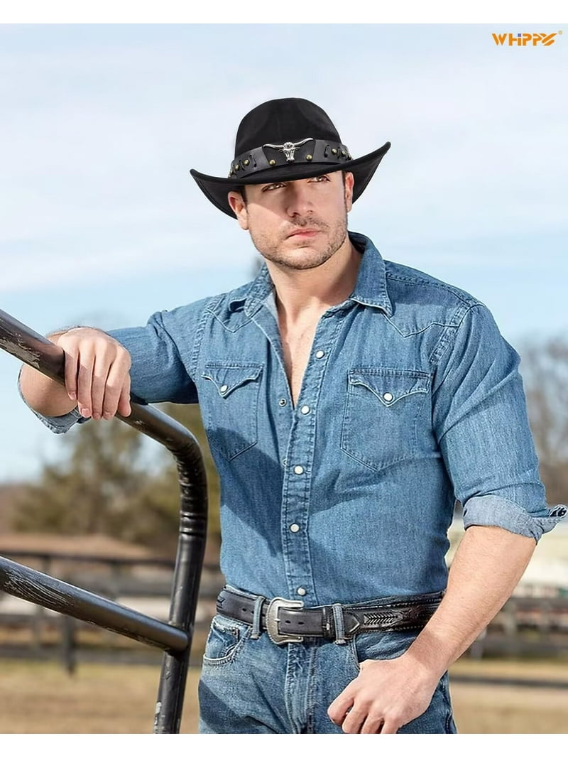 Wide Brim Cowboy Hat with Adjustable Belt Western Style s-l400.jpg main image 3