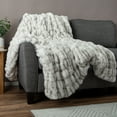 thumbnail image 3 of Lavish Home 60x80 Ruched Jacquard Faux Fur Blanket for Sofas and Beds, Gray, 3 of 10
