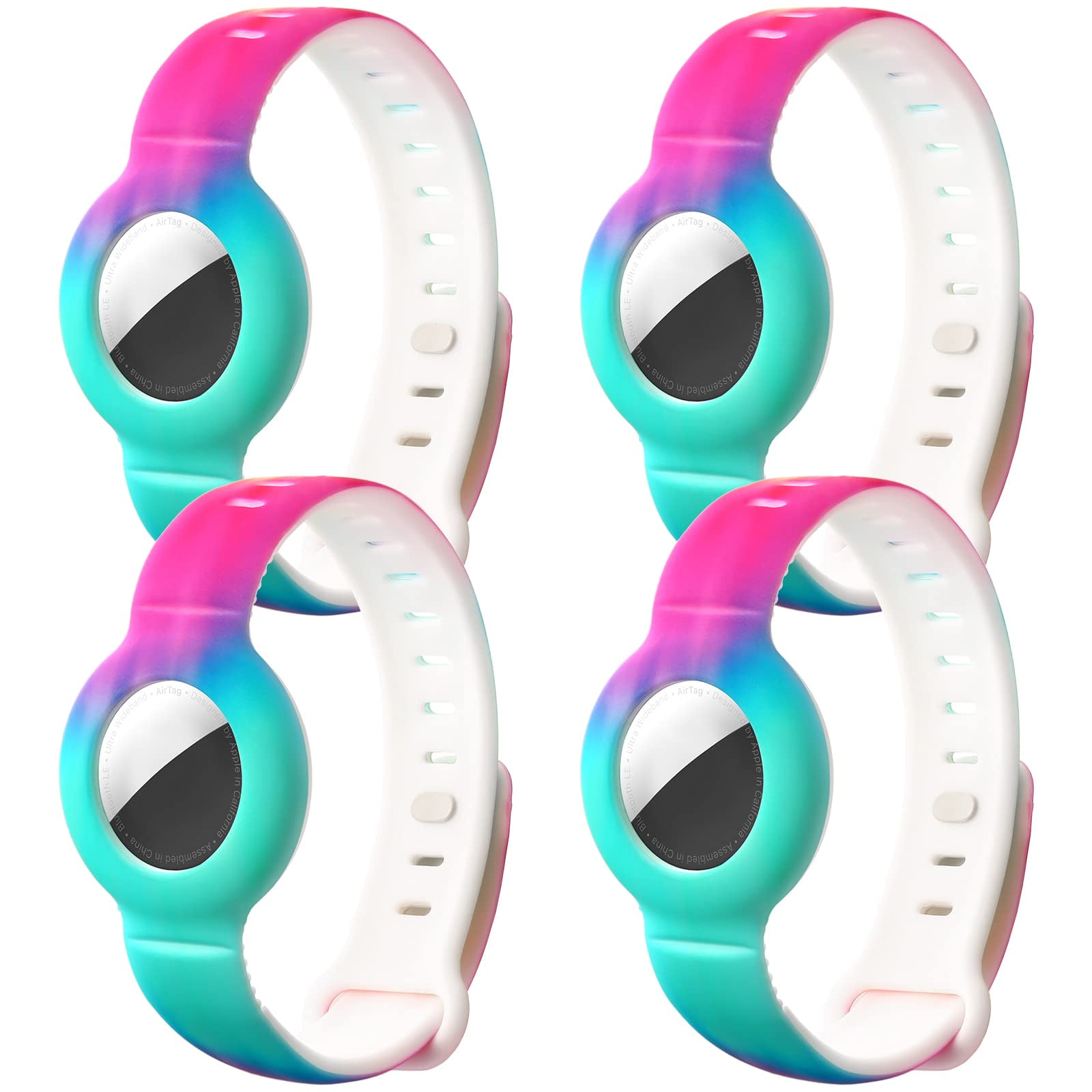 2+4Pack] AirTag Bracelet for Kids, 2 Pack Silicone Watch Bands + 4