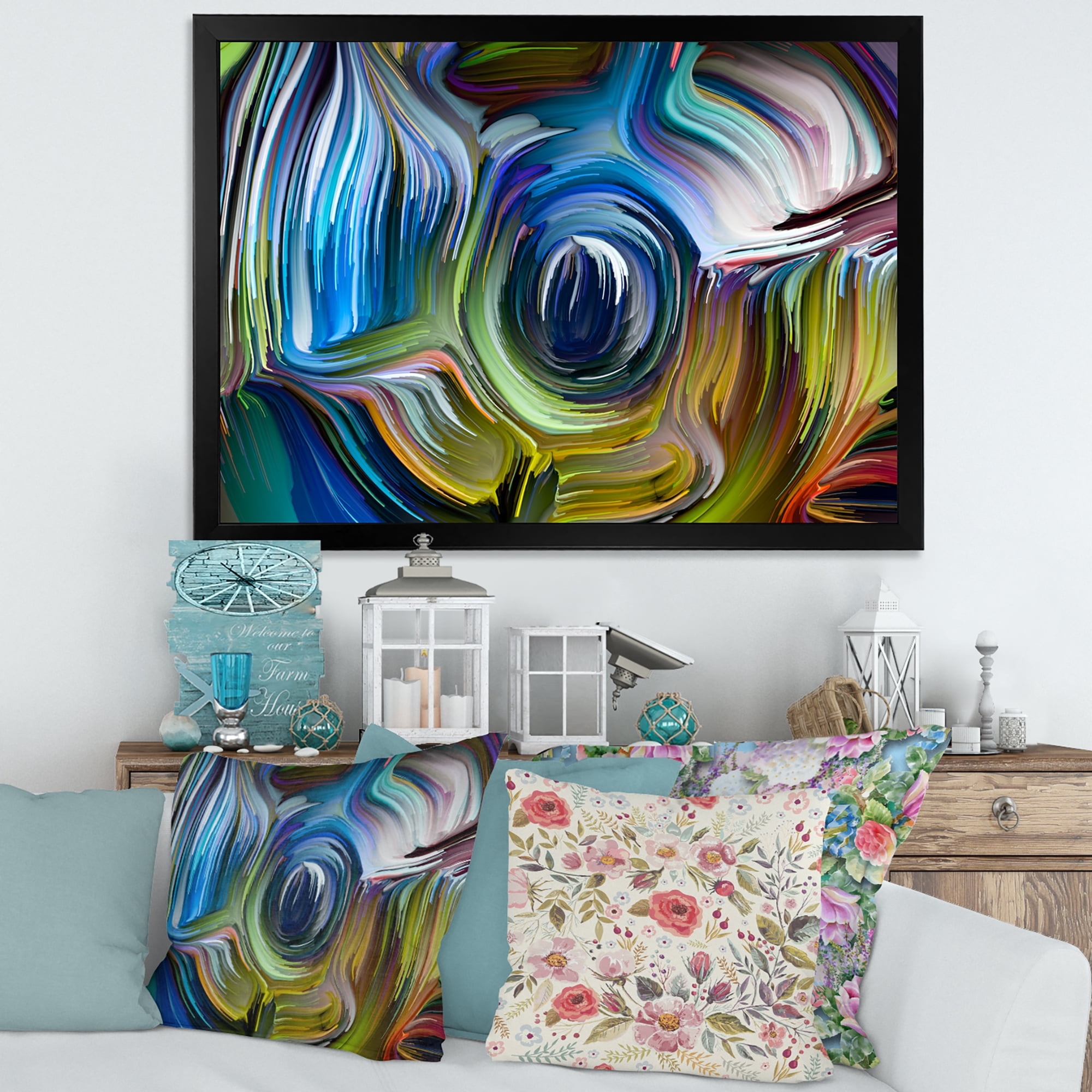 Designart 'Colour Spiral Fusion' Modern Framed Art Print