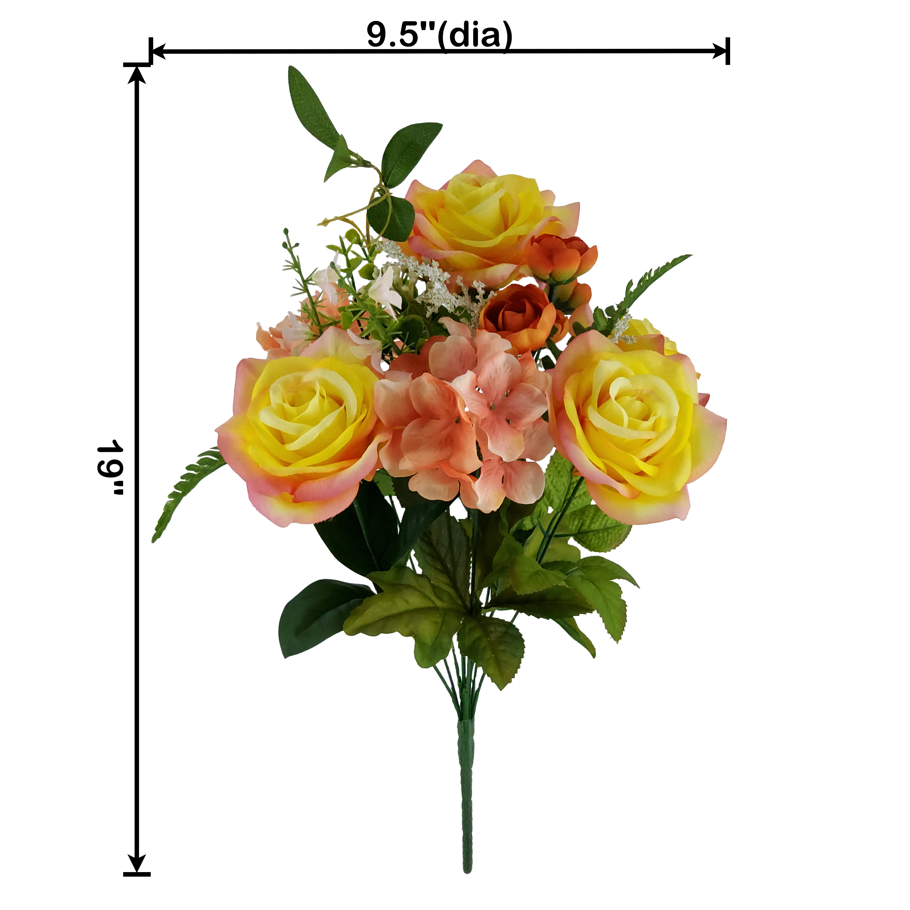 Mainstays 19in Indoor Artificial Floral Bouquet, Rose Flower in Peach Color.