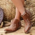 thumbnail image 3 of SACFOF Women's Cowboy Cowgirl Western Ankle Boots Floral Embroidered Stitched V Cut Snip Toe Classic Country Booties, 3 of 6