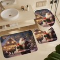 thumbnail image 6 of Santa Claus Reindeer Vintage 4Pcs Shower Curtain Set Shower Curtain Set with Carpet Bath Mat, 6 of 8