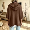 thumbnail image 5 of Tops for Women, Pullover Sweaters for Women Hooded Side Slit Ribbed 3/4 Sleeve Sweaters, Drawstring, Batwing Sleeve, Soft and Comfort Fabric, Drop Shoulder, 5 of 5