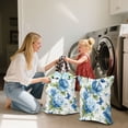 thumbnail image 5 of 2-Pack Waterproof Travel Laundry Bag Lightweight Polyester Duffle with Top Handle for Beach/Camping/School Beautiful Blue Orchids and Butterflies, 5 of 7