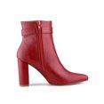 thumbnail image 3 of BLISSFUL STEP Women's Ankle Boots Pointed Toe Buckle Decor Zipper Block Heel Red 10, 3 of 8