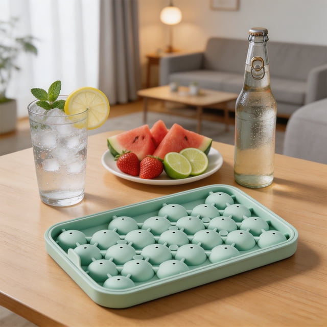 Molde de silicona para cubitos de hielo de 25 cavidades para cócteles de verano, cocina, barra, apto para lavavajillas, fabricante de hielo redondo, ahorra espacio, resistente al calor
