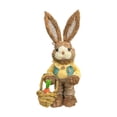 thumbnail image 3 of Estatuilla de conejo tejida de paja de pie, estatua de conejo, escultura de Pascua, accesorios de fotografía, manualidades para jardín, escritorio, Chico Ropa Amarilla perfecl Conejo de Pascua de paja, 3 of 8