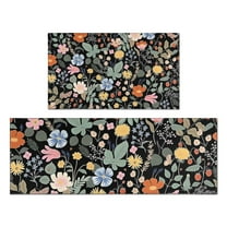 Pioneer Flower Floral Print Pattern Kitchen Rugs Sets Of 2,Anti Fatigue Kitchen Mat Rugs Non Slip Washable,Decorative Kitchen Floor Mats for Kitchen,Sink,Laundry,17"x30" 17"x47"