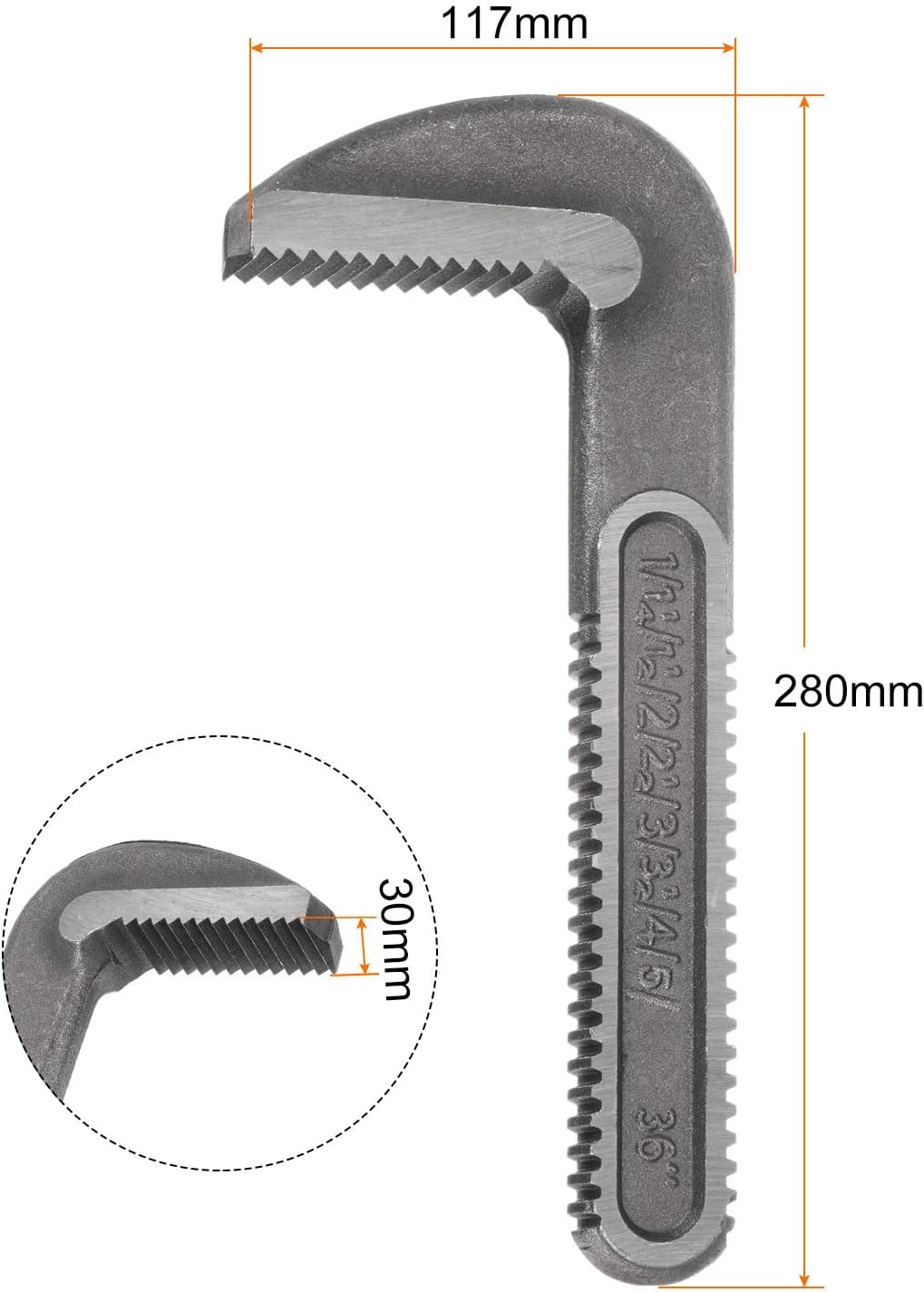 Pipe Wrench Hook Jaw 24" Plumbing Wrench Replacement Jaws Carbon Steel for 24" Adjustable Wrench