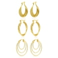 thumbnail image 1 of Aros Finos Ovalados JeenMata 3 Pares de múltiples bucles Aros Chapados en oro amarillo, 1 of 5