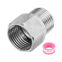 G1/2" Male x G1/2" Female Stainless Steel Hex Nipple Pipe Fitting with PTFE Tape (Length 30mm/1.2")