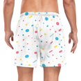 thumbnail image 2 of FORMRS Mens Swim Trunks Mesh Liner Quick Dry Casual Beach Board Shorts with Pockets, Sizes S-2XL, White Retro Pattern, 2 of 9