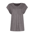 thumbnail image 4 of Jzuxvd Women's Casual Cap Sleeve V Neck T Shirts Basic Summer Tops Loose Solid Color Blouse Brown L, 4 of 7