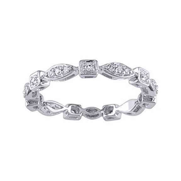 AFFY White Natural Diamond Anniversary Ring In 10k White Gold (0.2 Cttw)