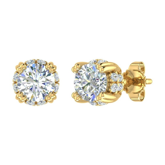 1 Carat Diamond Ladies Stud Earrings in 14K Yellow Gold