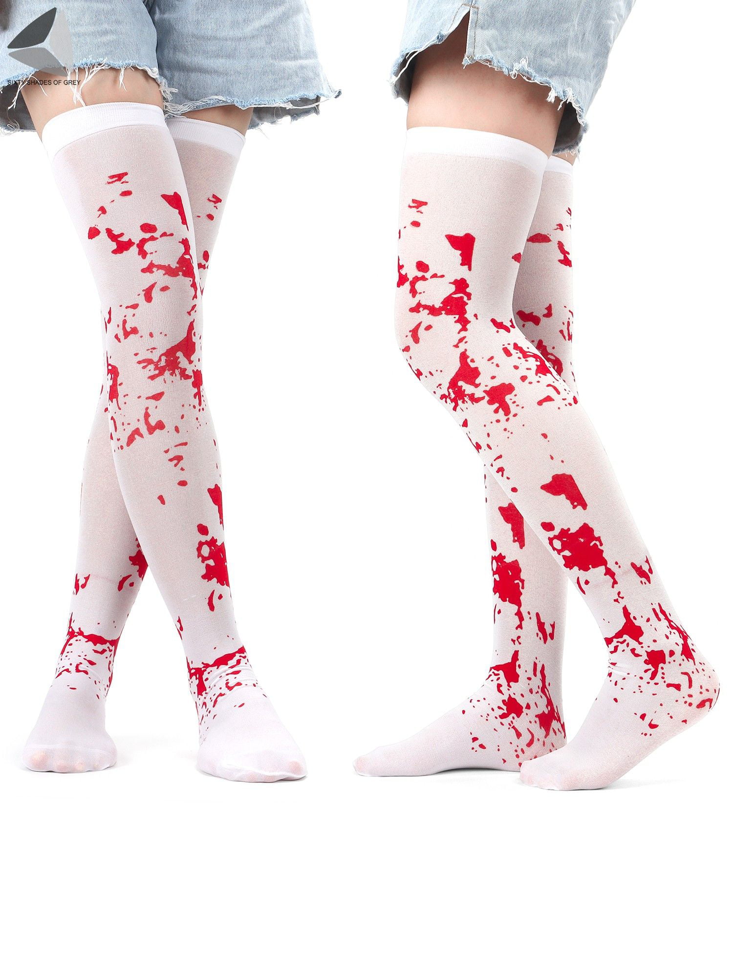 Adult Unisex Blood Bloody Splatter Socks Stockings Fancy Dress Zombie Accessory 