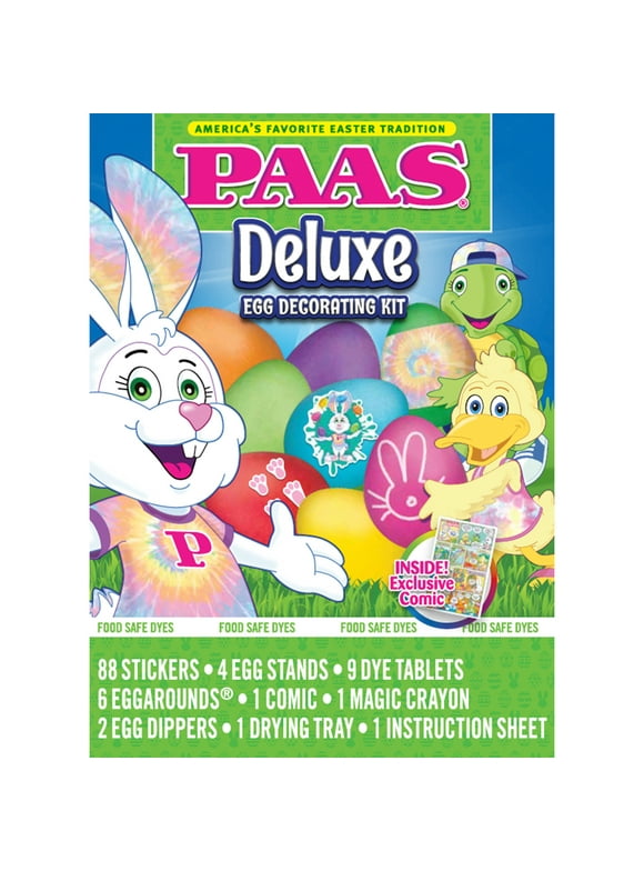 PAAS Easter Egg Decorating and Dye Kit , Deluxe Eggs , 1 Kit, Multicolor, for Children Ages 2 Years and Up