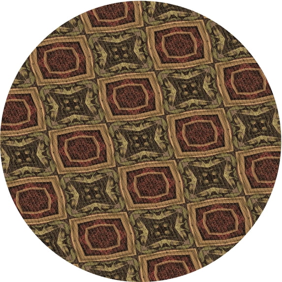 Ahgly Company Machine Washable Indoor Round Transitional Light Brown Area Rugs, 5' Round