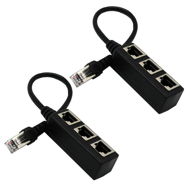 2x 1 Puerto LAN Ethernet Cable Adaptador Divisor de Red para Ethernet, Categoría 5e Ethernet, Categoría 6 Ethernet Hugo Adaptador divisor