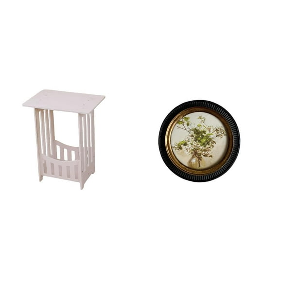 Mesita De Noche Antigua Con Marco De Resina Ornamentada En Relieve. Práctica Y Portátil, Ideal Como Expositor De Esquina Para Hoteles, Cafeterías, Salones, Balcones Y Decoración Retro Para